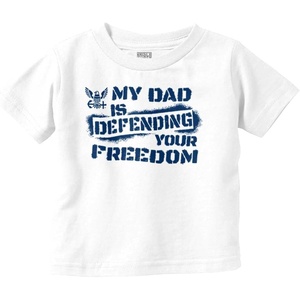 Brisco Brands US Navy Logo Dad Defending Freedom Toddler Baby Graphic T Shirt(White)