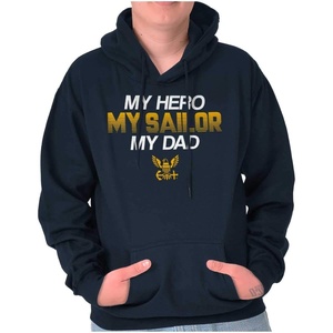 Brisco Brands US Navy Logo My Dad Hero Sailor Hoodie Sweatshirt Women Men(Navy)