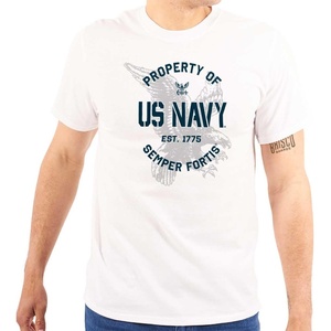 Brisco Brands US Navy Property of Semper Fortis Graphic T Shirt Men or Women(White)