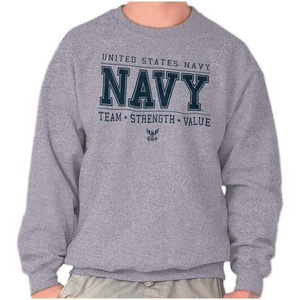 Brisco Brands US Navy Team Strength Value Sweatshirt for Men or Women(Sport Grey)
