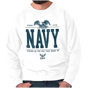 Brisco Brands USA Navy Strong As Sea That Made Us Sweatshirt for Men or Women(White)