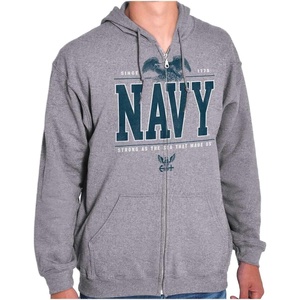 Brisco Brands USA Navy Strong As Sea That Made Us Zip Up Hoodie Mens Womens(Sport Grey)