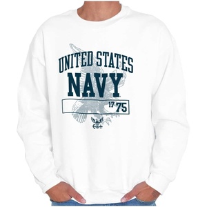 Brisco Brands United States Navy 1775 Eagle Anchor Sweatshirt for Men or Women(White)