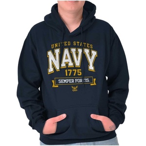 Brisco Brands United States Navy Semper Fortis 1775 Hoodie Sweatshirt Women Men(Navy)