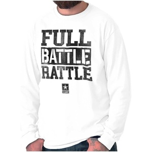 US Army Casual Military PT Style Long Sleeve Tshirt Men Women(White)