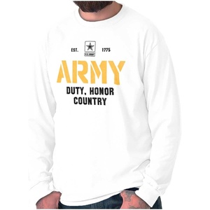 US Army Pride Military Style PT Long Sleeve Tshirt Men Women(White)