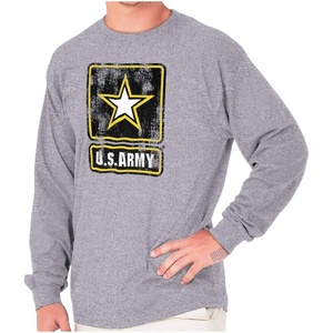 US Army United States Military Pride Long Sleeve Tshirt Men Women(Sport Grey)