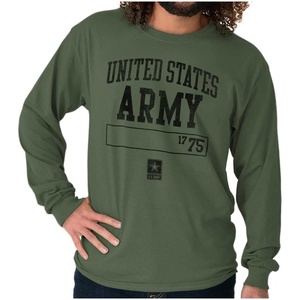 US Army United States Soldier Long Sleeve Tshirt Men Women(Military Green)