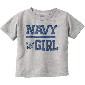US Navy Girl Military Anchor Logo Youth T Shirt Tee Girls(Heather)