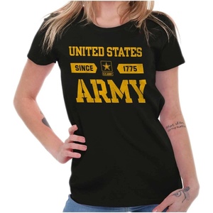 United States Army Logo Since 1775 Womens Slim Fit Graphic Tee(Black)