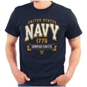 United States Navy Semper Fortis 1775 Graphic T Shirt Men or Women(Navy)