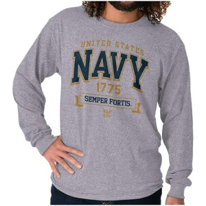United States Navy Semper Fortis 1775 Long Sleeve Tshirt Men Women(Sport Grey)