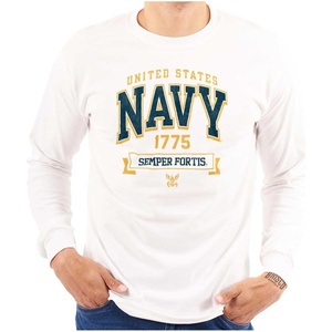 United States Navy Semper Fortis 1775 Long Sleeve Tshirt Men Women(White)