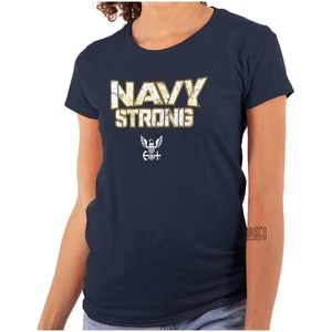 United States Navy Strong Anchor Logo Womens Slim Fit Graphic Tee