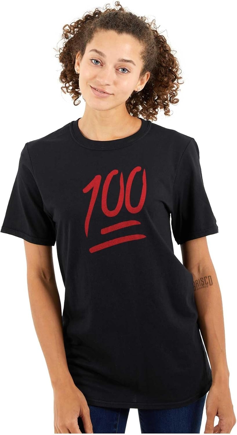 image:image100 Points Perfect Score Text Icon Graphic T Shirt Men or Women100 Percent Emoticon Black