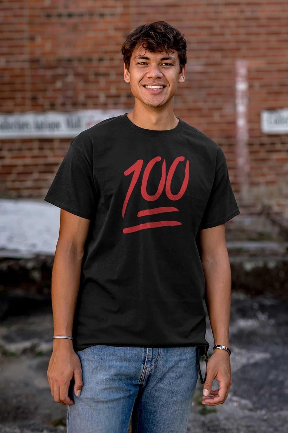 image:image100 Points Perfect Score Text Icon Graphic T Shirt Men or Women100 Percent Emoticon Black