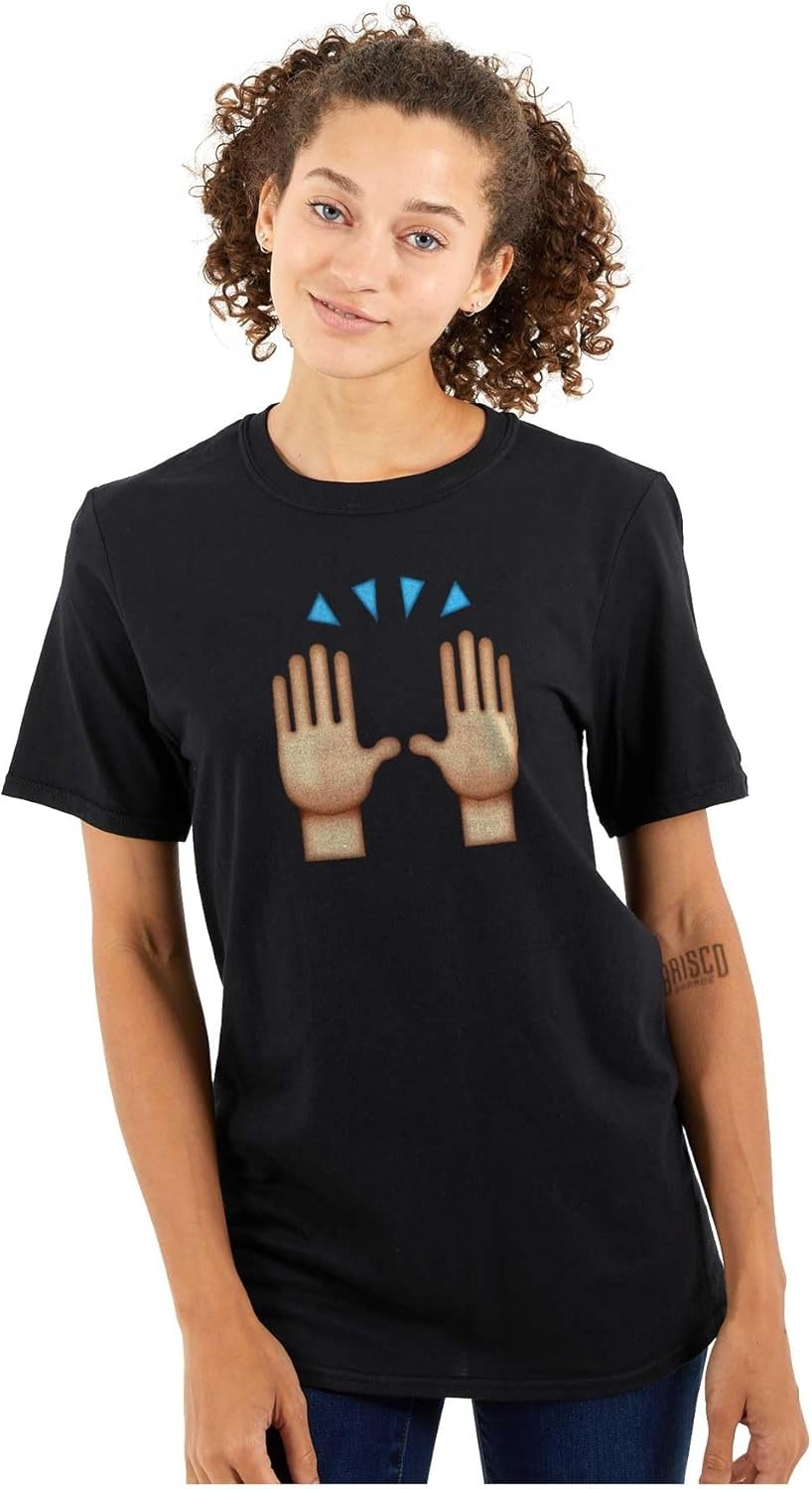 image:image100 Points Perfect Score Text Icon Graphic T Shirt Men or WomenHands Up Emoticon Black
