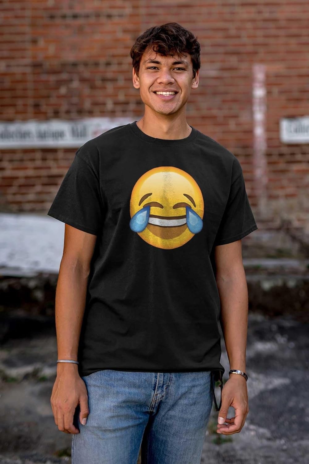 image:image100 Points Perfect Score Text Icon Graphic T Shirt Men or WomenLaughing Crying Emoticon Black