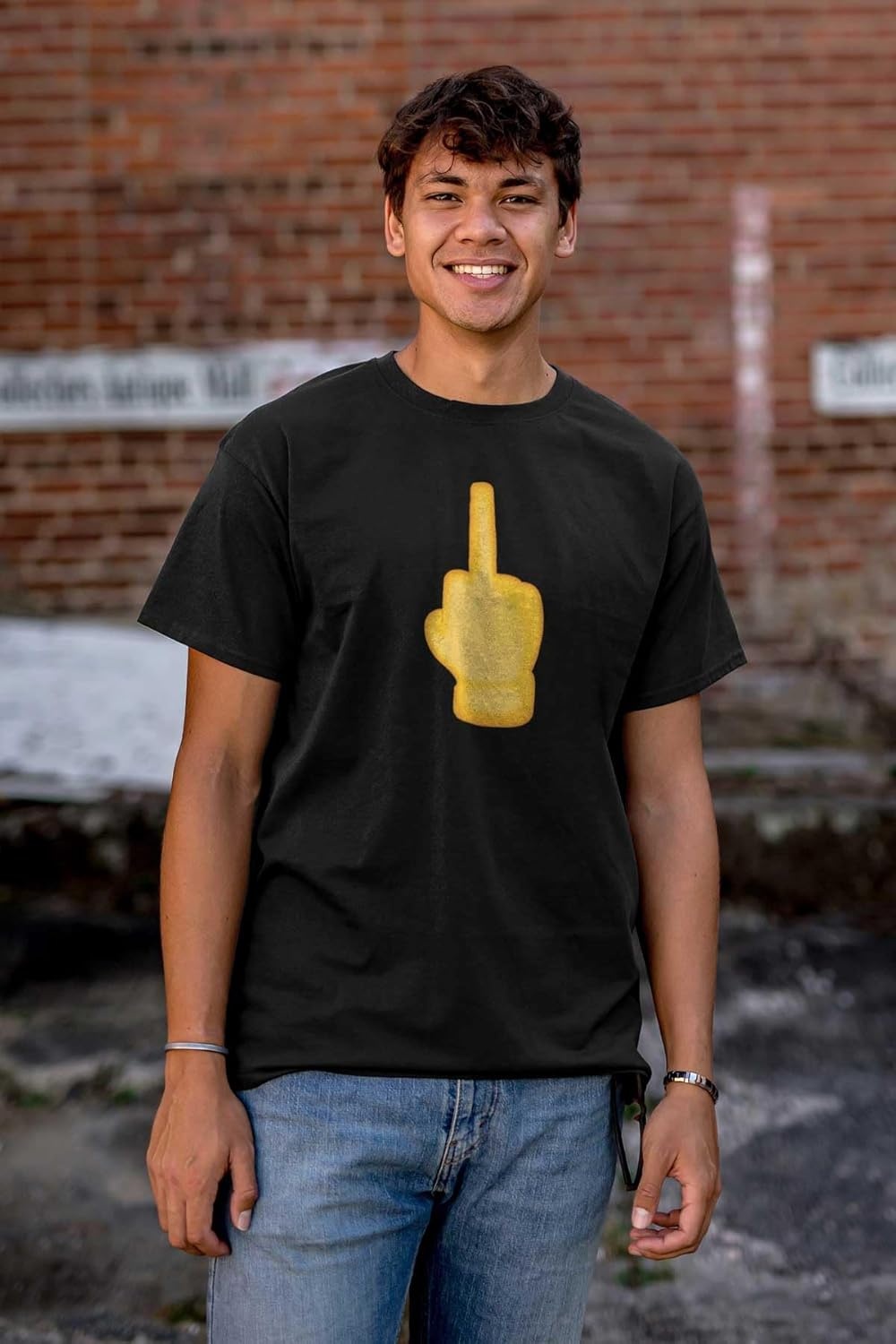 image:image100 Points Perfect Score Text Icon Graphic T Shirt Men or WomenMiddle Finger Emoticon Black