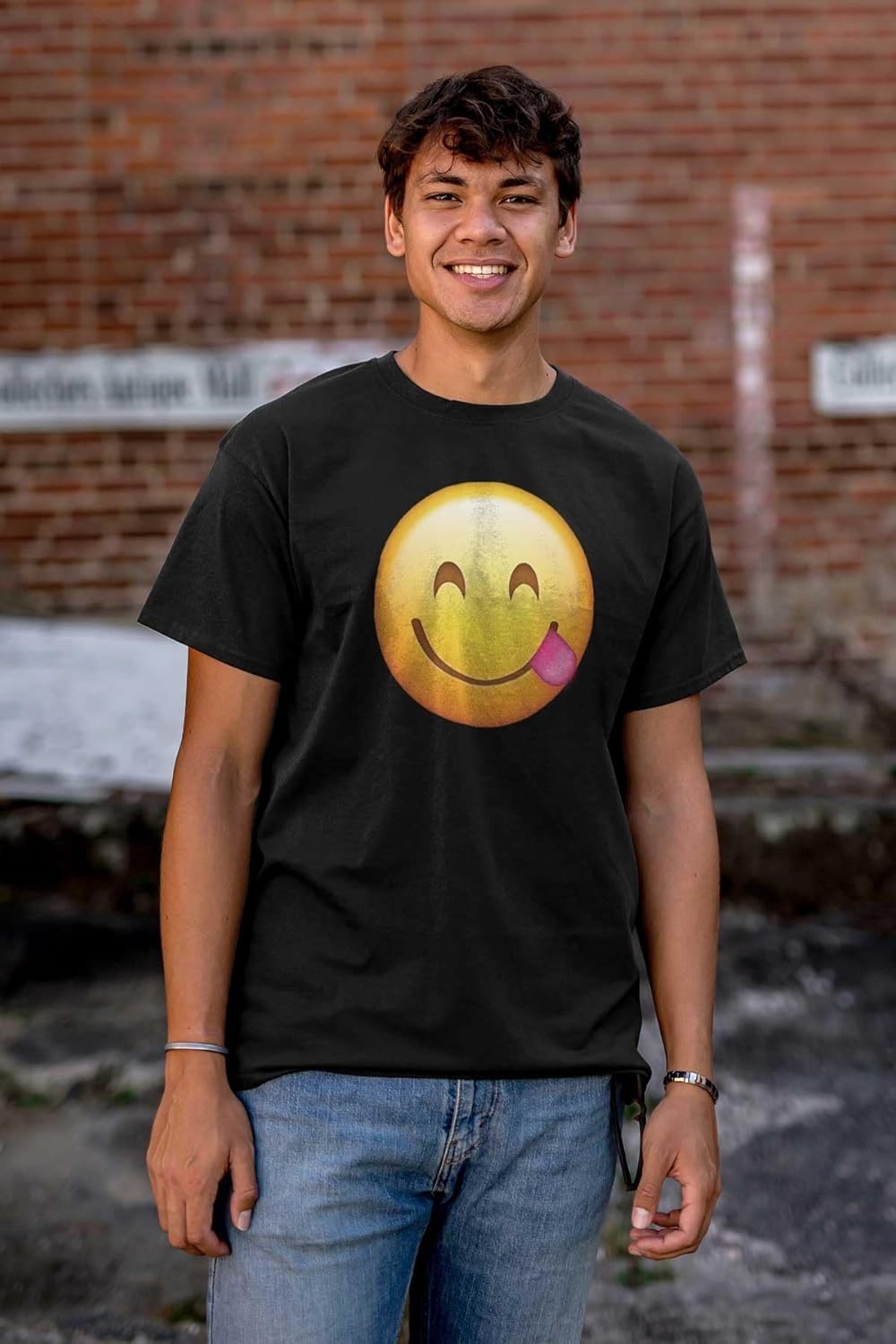 image:image100 Points Perfect Score Text Icon Graphic T Shirt Men or WomenSmiling Tongue Emoticon Black