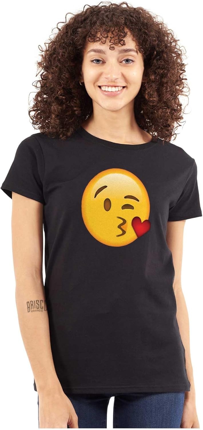 image:image100 Points Perfect Score Text Icon Womens Slim Fit Graphic TeeKissing Face Emoticon Black