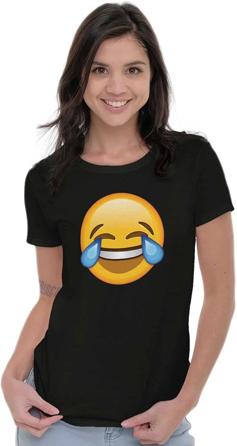 image:image100 Points Perfect Score Text Icon Womens Slim Fit Graphic TeeLaughing Crying Emoticon Black