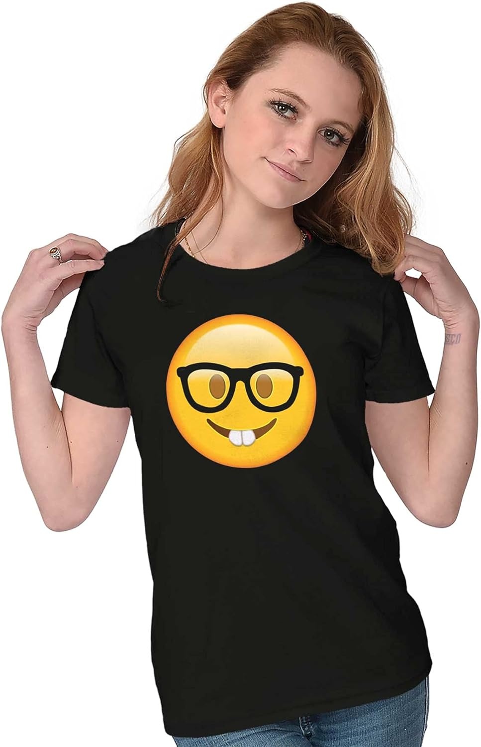 image:image100 Points Perfect Score Text Icon Womens Slim Fit Graphic TeeNerd Emoticon Black