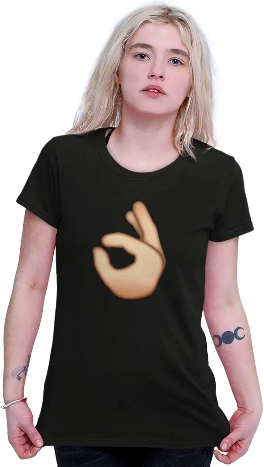 image:image100 Points Perfect Score Text Icon Womens Slim Fit Graphic TeeOk Sign Emoticon Black
