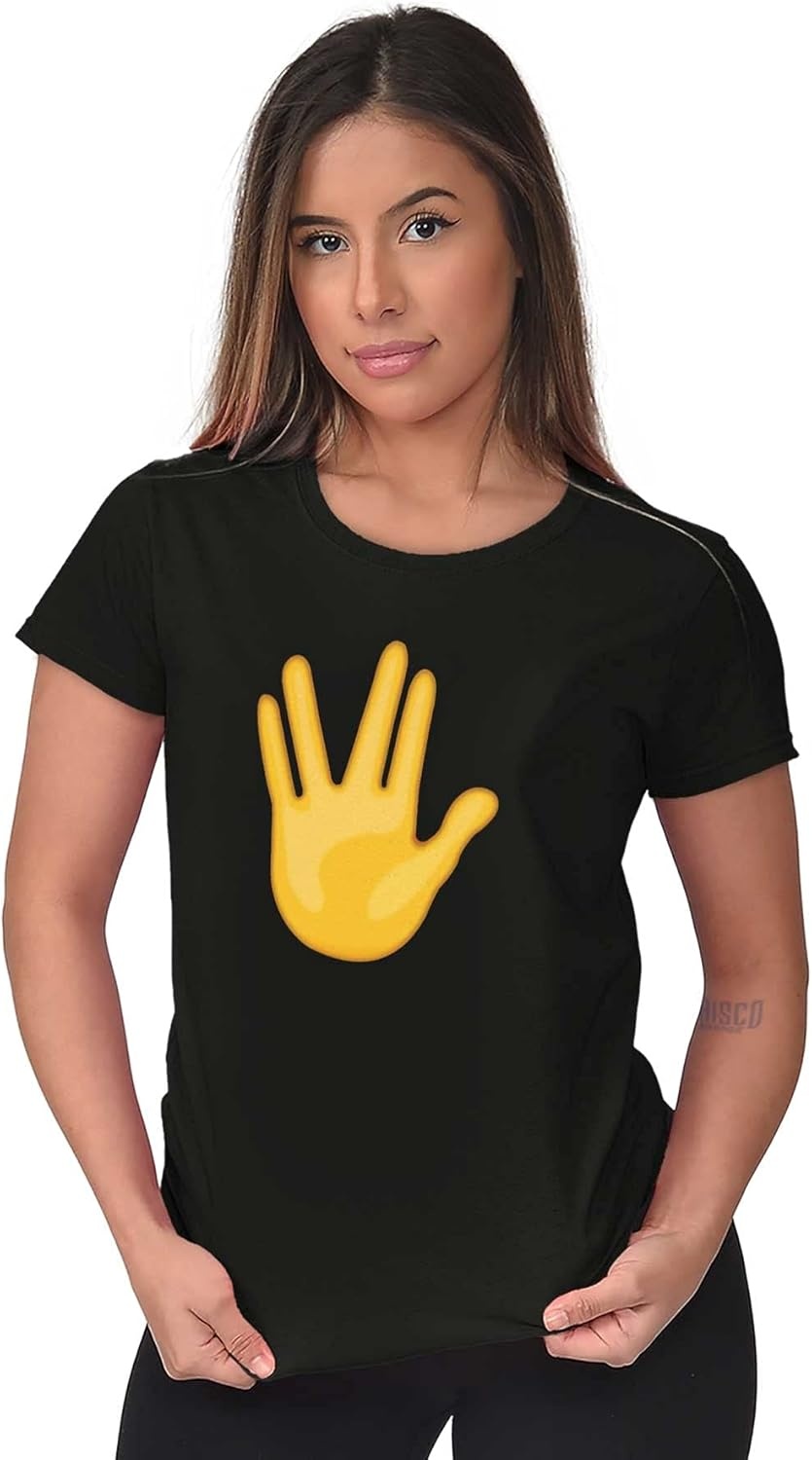 image:image100 Points Perfect Score Text Icon Womens Slim Fit Graphic TeeScifi Hand Emoticon Black