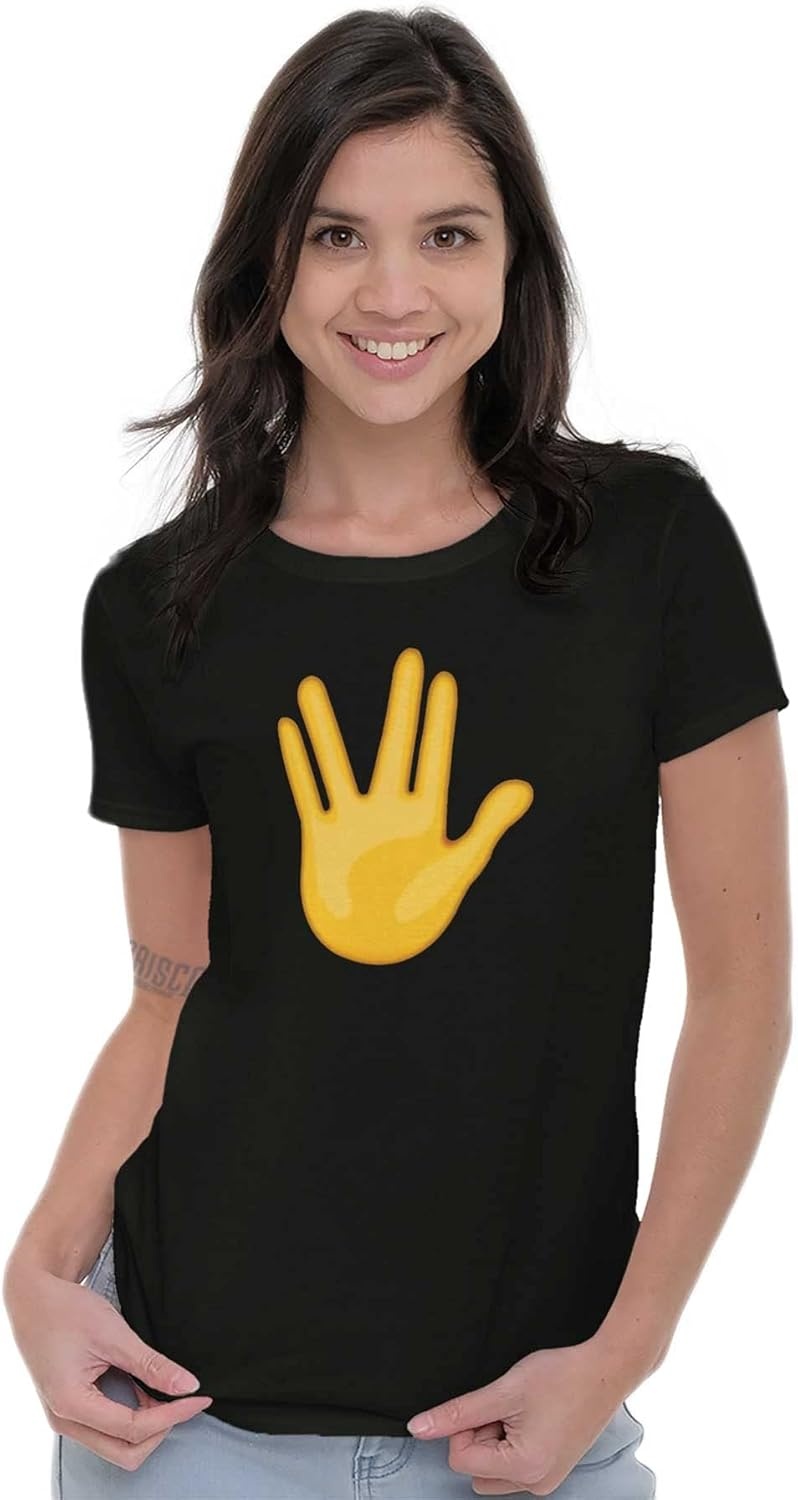 image:image100 Points Perfect Score Text Icon Womens Slim Fit Graphic TeeScifi Hand Emoticon Black