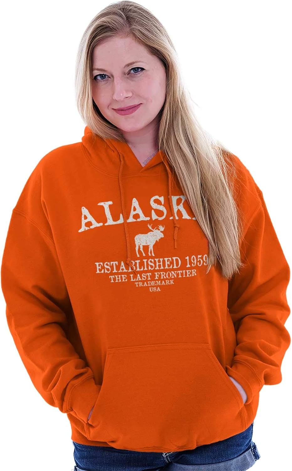 image:imageAlaska Vintage Established Hipster Hoodie Sweatshirt Women MenOrange