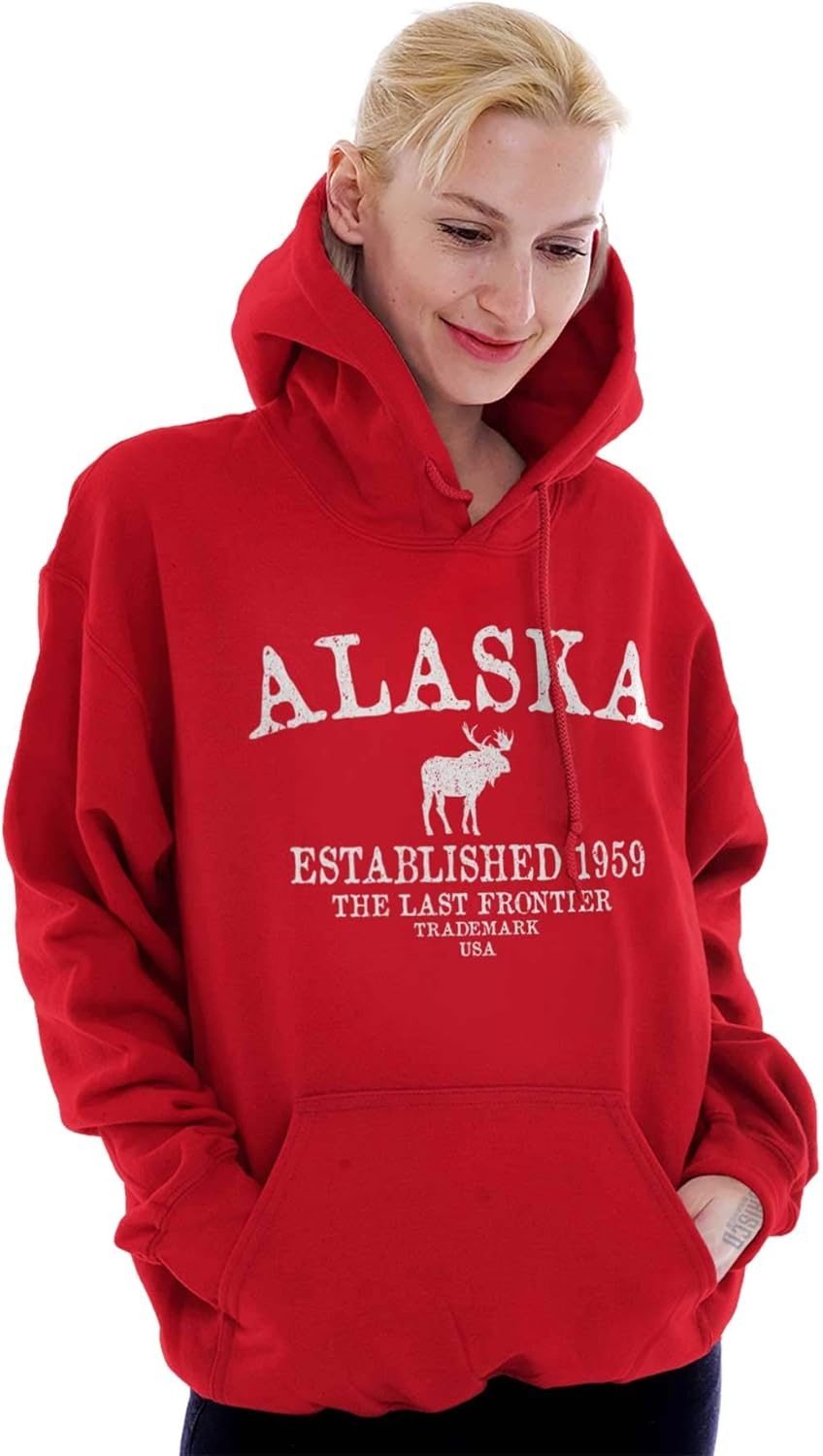 image:imageAlaska Vintage Established Hipster Hoodie Sweatshirt Women MenRed