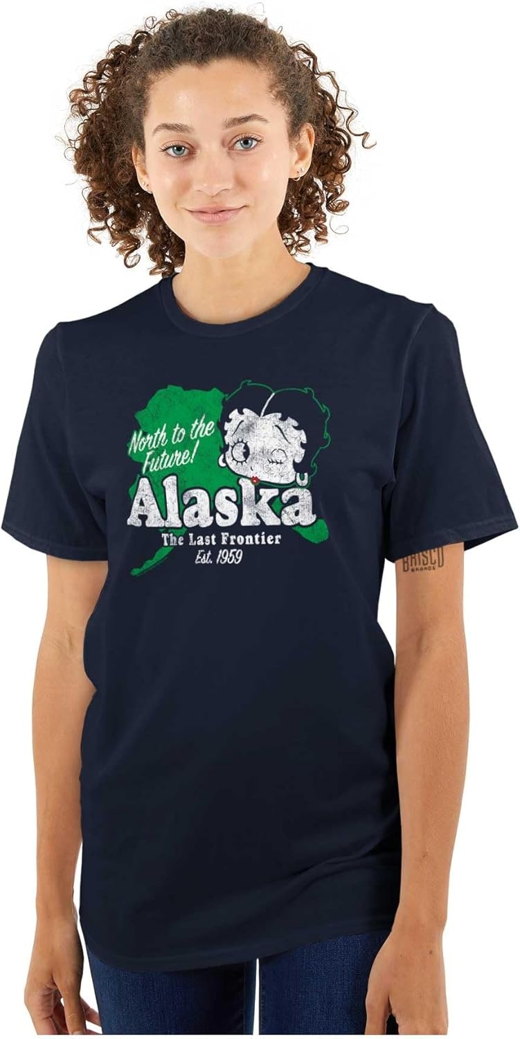 image:imageBetty Boop Cartoon American States Womens Graphic T Shirt TeesAlaska