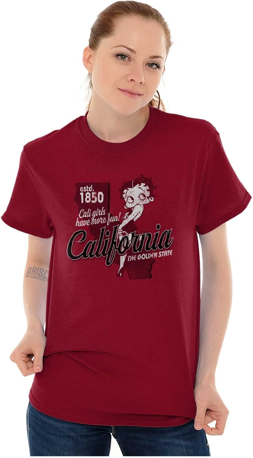 image:imageBetty Boop Cartoon American States Womens Graphic T Shirt TeesCalifornia