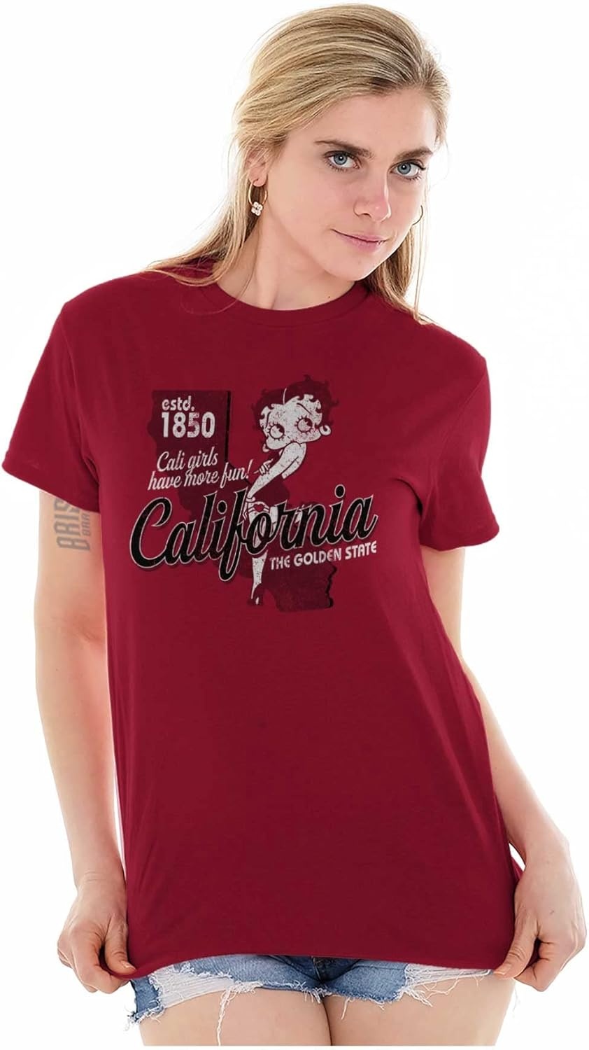 image:imageBetty Boop Cartoon American States Womens Graphic T Shirt TeesCalifornia