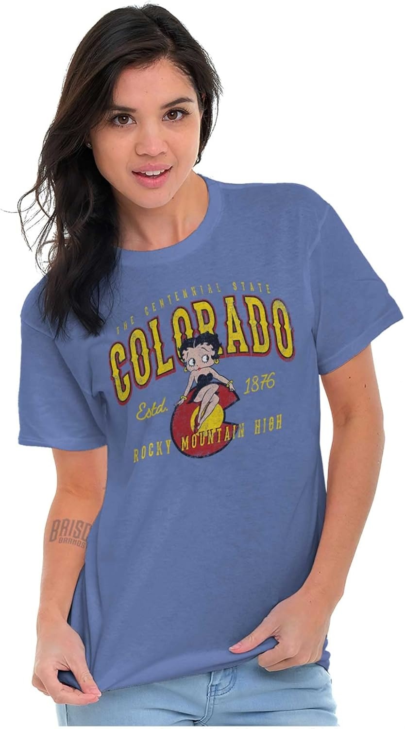 image:imageBetty Boop Cartoon American States Womens Graphic T Shirt TeesColorado
