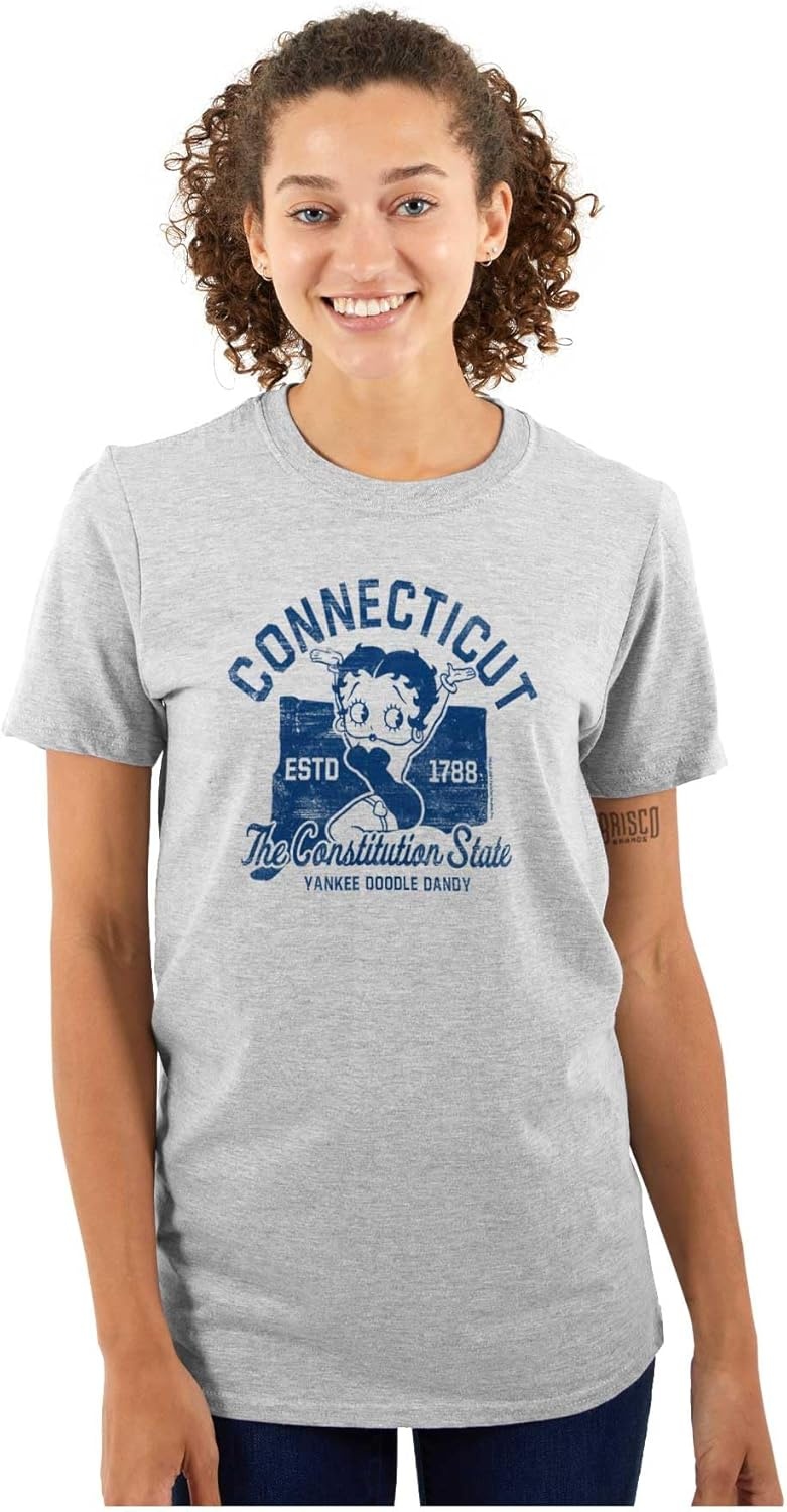 image:imageBetty Boop Cartoon American States Womens Graphic T Shirt TeesConnecticut