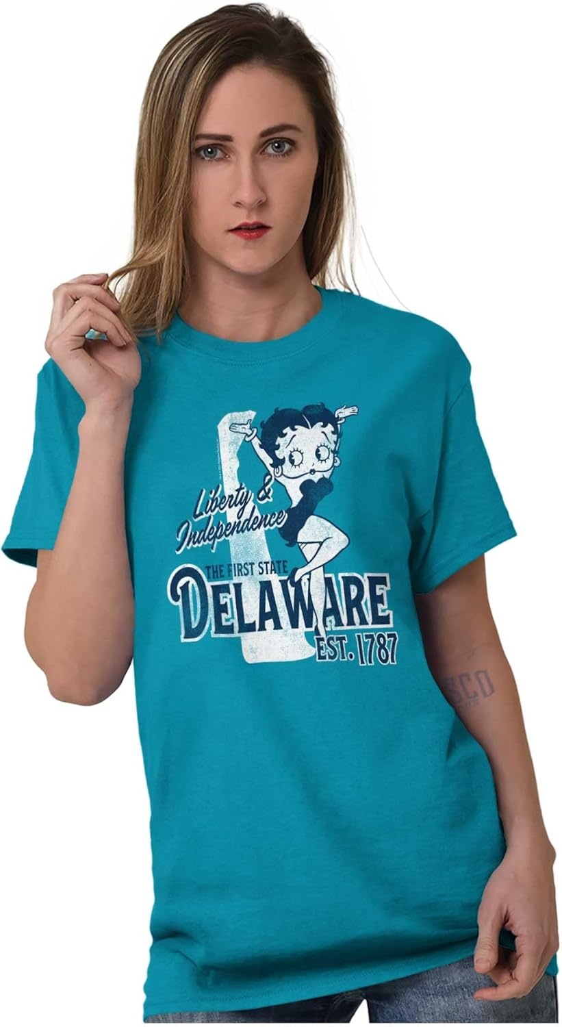 image:imageBetty Boop Cartoon American States Womens Graphic T Shirt TeesDelaware