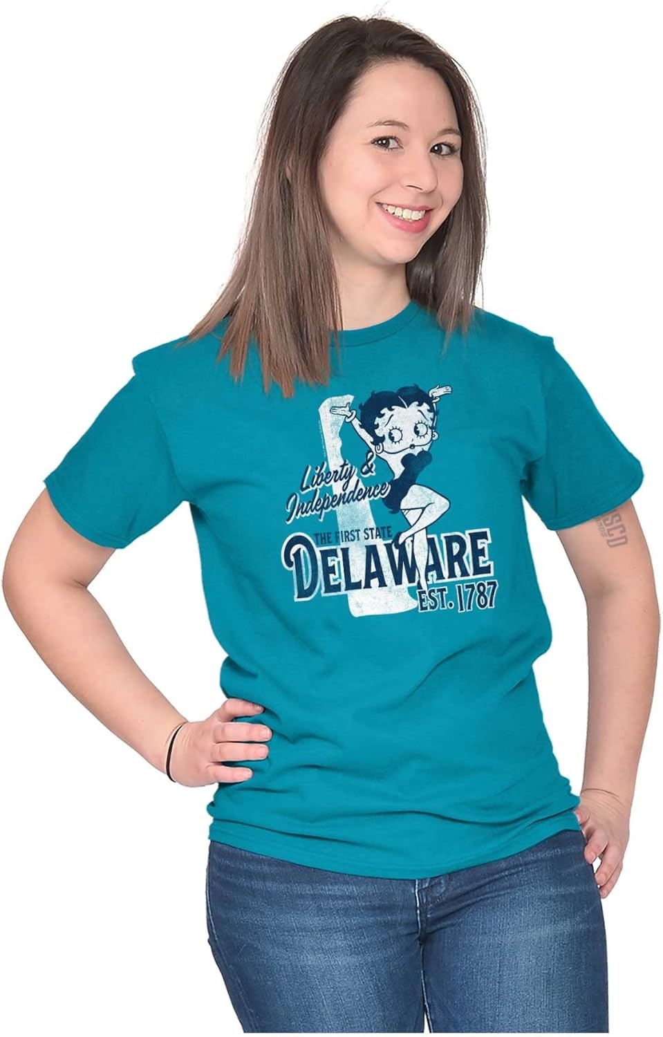 image:imageBetty Boop Cartoon American States Womens Graphic T Shirt TeesDelaware