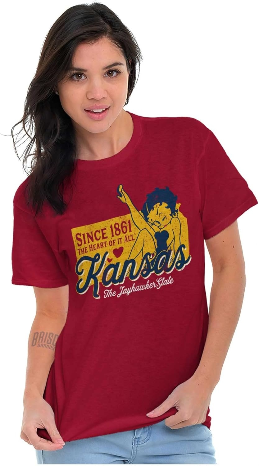 image:imageBetty Boop Cartoon American States Womens Graphic T Shirt TeesKansas