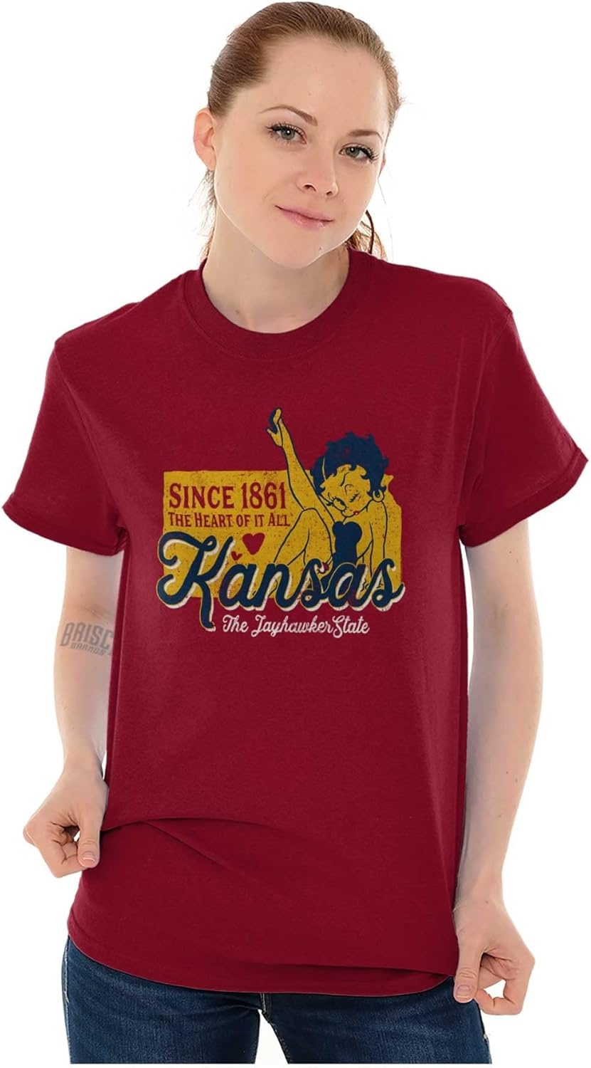 image:imageBetty Boop Cartoon American States Womens Graphic T Shirt TeesKansas