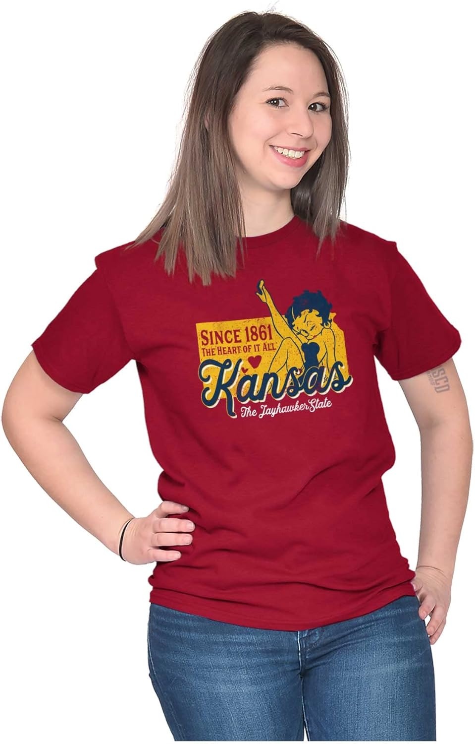 image:imageBetty Boop Cartoon American States Womens Graphic T Shirt TeesKansas