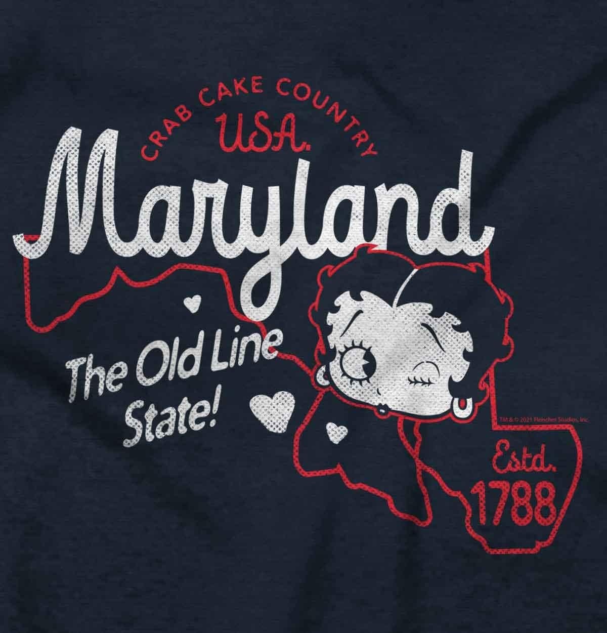 image:imageBetty Boop Cartoon American States Womens Graphic T Shirt TeesMaryland