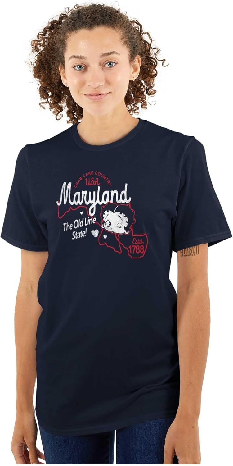 image:imageBetty Boop Cartoon American States Womens Graphic T Shirt TeesMaryland