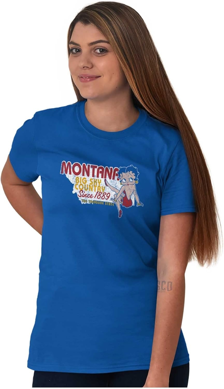 image:imageBetty Boop Cartoon American States Womens Graphic T Shirt TeesMontana
