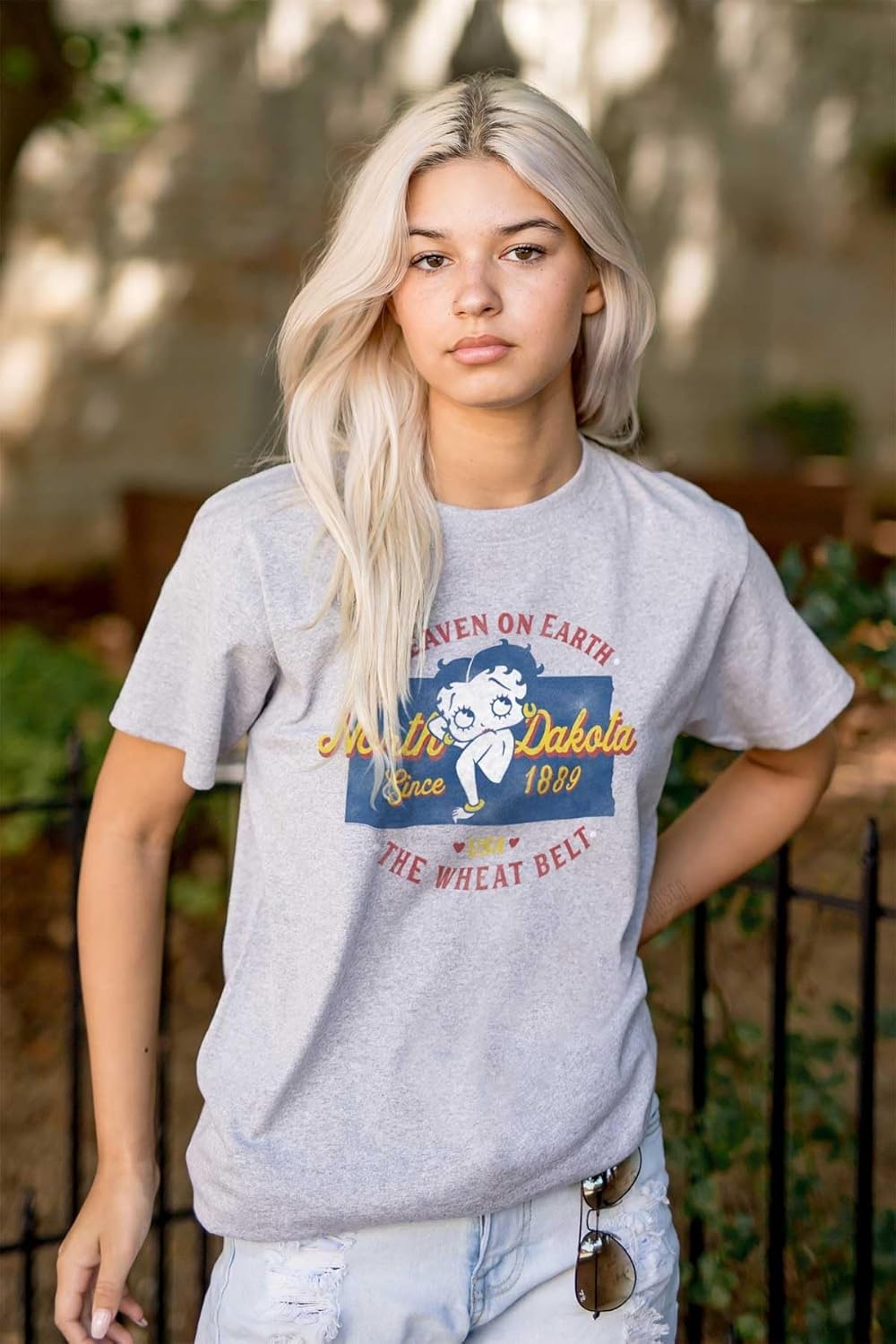 image:imageBetty Boop Cartoon American States Womens Graphic T Shirt TeesNorth Dakota