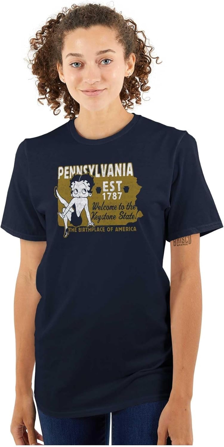 image:imageBetty Boop Cartoon American States Womens Graphic T Shirt TeesPennsylvania