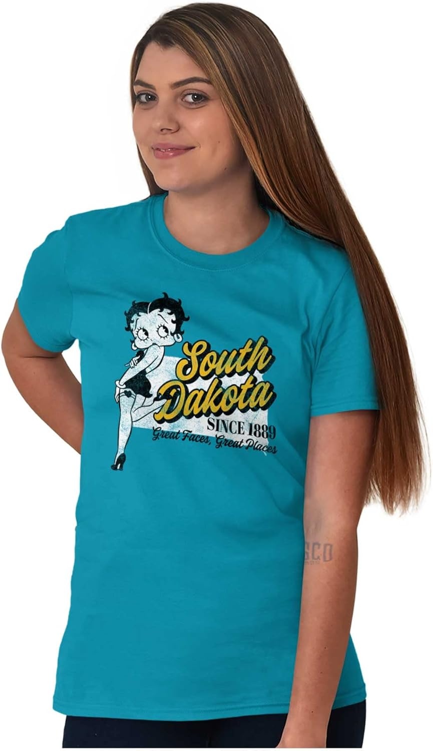 image:imageBetty Boop Cartoon American States Womens Graphic T Shirt TeesSouth Dakota