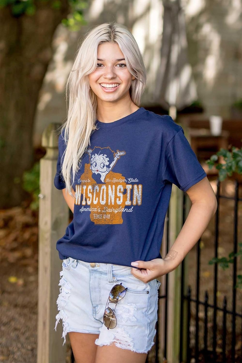 image:imageBetty Boop Cartoon American States Womens Graphic T Shirt TeesWisconsin