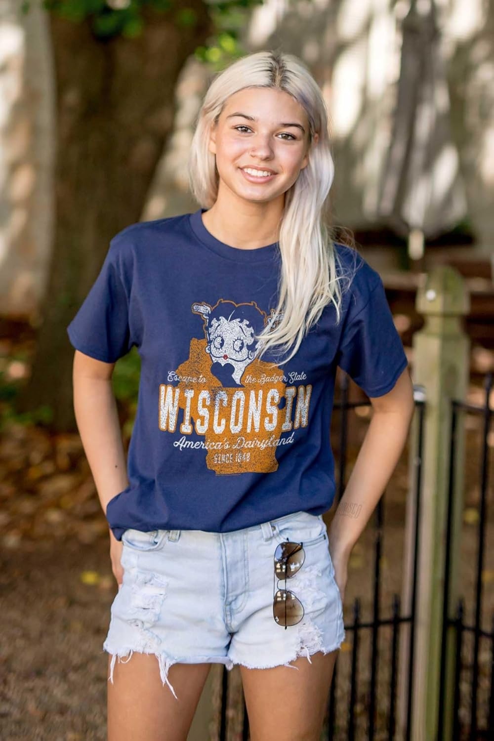 image:imageBetty Boop Cartoon American States Womens Graphic T Shirt TeesWisconsin